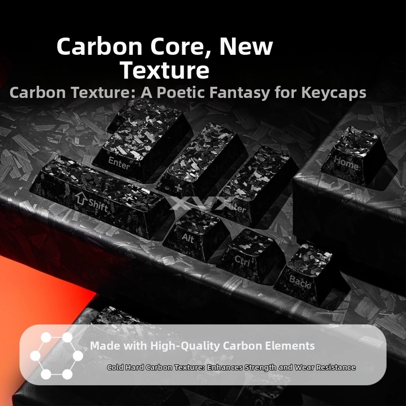 ABS klavišų dangteliai su matinės anglies pluošto tekstūra, šoninis graviravimas, nepermatomi, suderinami su 68/75/87/98/108 klaviatūromis Wooting Night Demon