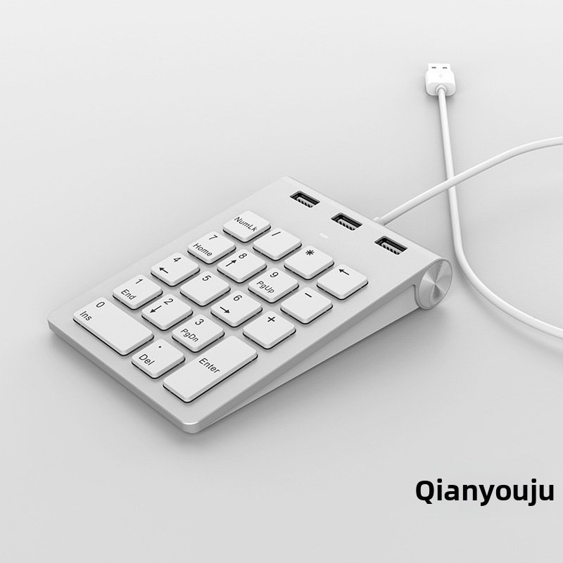 18-tlačková numerická klávesnica, káblové USB pripojenie, pre účtovníctvo a kanceláriu, s USB rozširovacím portom