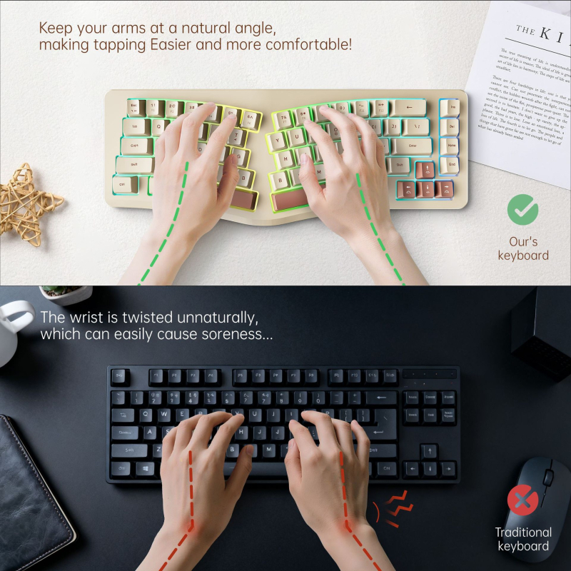 Žičana gamerska tipkovnica s RGB pozadinskim osvjetljenjem, 87 tipki, kabel 1,5 m, ABS kućište, ergonomski dizajn