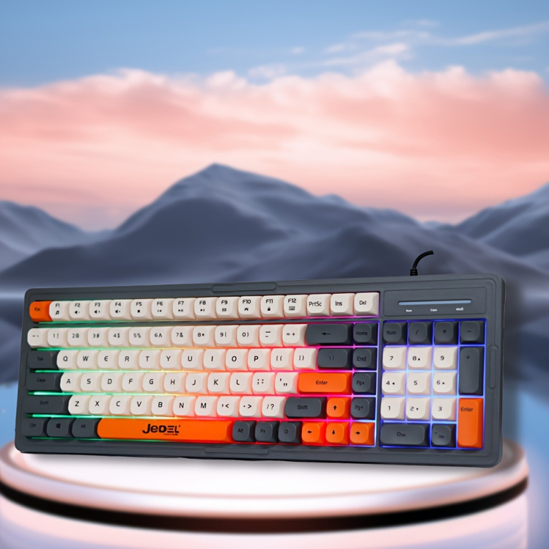 JeDEL herná klávesnica s káblovým USB pripojením, 108 kláves, RGB podsvietenie, univerzálna kompatibilita
