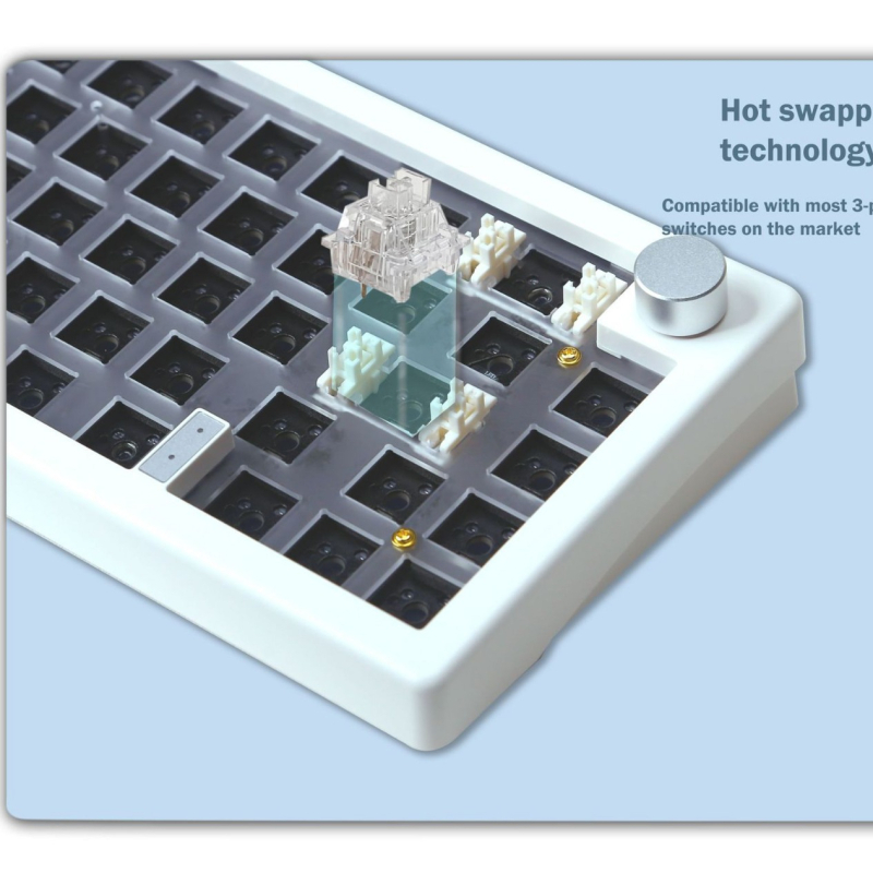 Zuoya GMK67 DIY mechanická klávesnicová súprava s otočným ovládaním, hot-plug RGB podsvietením a tri režimy pripojenia (2.4G bezdrôtové, Bluetooth, káblové)