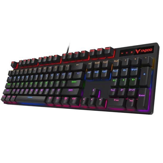 Rapoo V500PRO μηχανικό πληκτρολόγιο, 104 πλήκτρα πλήρους μεγέθους, ενσύρματη USB σύνδεση, μηχανικοί διακόπτες, μεταλλική κατασκευή