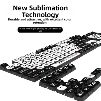 SA aukščio klavišų gaubtelių rinkinys mechaninei klaviatūrai, PBT sublimacijos spausdinimas, keturšalis skaidrus, pudingo stilius, 125 klavišai