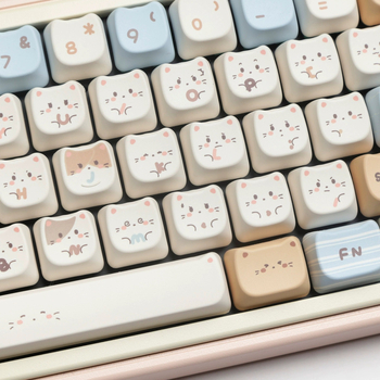 Individualizuotos klavišų dangteliai — Sea Salt Meow, katės formos dizainas Cross-axis/General klaviatūroms, svoris 0,5 kg, komplekte klavišų dangteliai