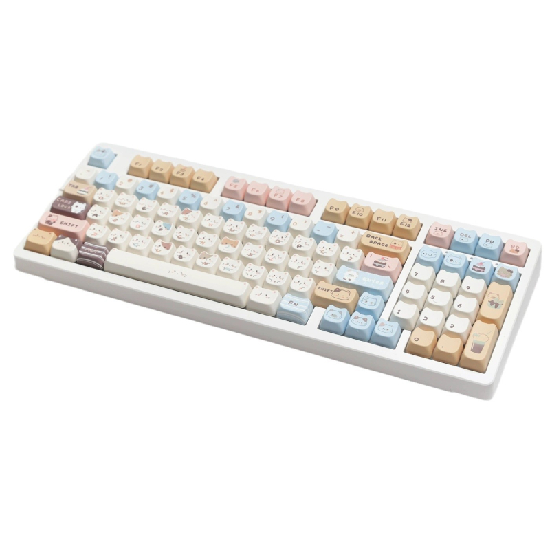 Individualizuotos klavišų dangteliai — Sea Salt Meow, katės formos dizainas Cross-axis/General klaviatūroms, svoris 0,5 kg, komplekte klavišų dangteliai