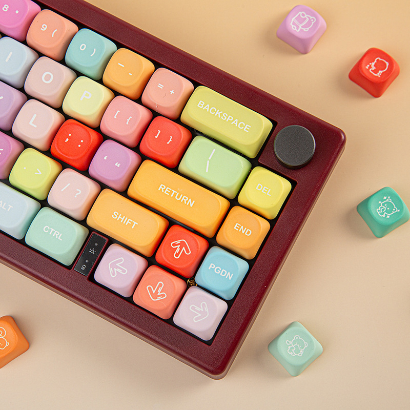 MOA Gummy Bear keycaps za mehaničku tipkovnicu - PBT, okrugli profil, potpuna petostruka sublimacija, kompatibilno s različitim rasporedima