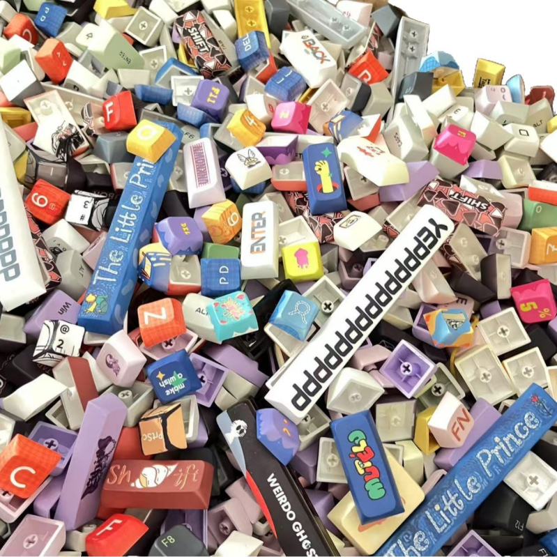 Capace de chei PBT personalizabile pentru tastatură DIY — compatibilitate cross-stem, proces de sublimare, compatibil cu aproximativ 95% din capacele de pe piață, ambalaj în pungă