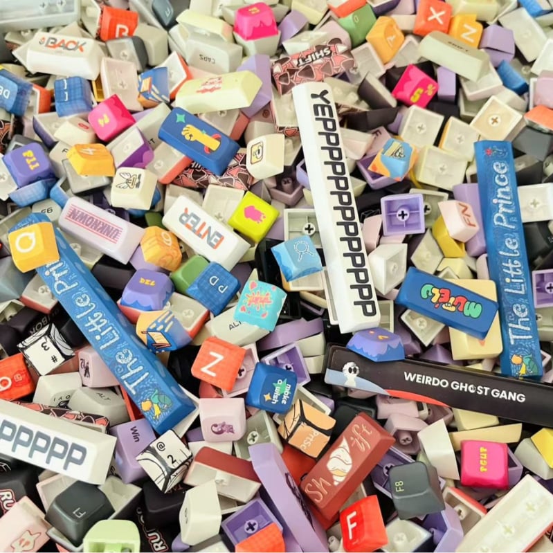 Capace de chei PBT personalizabile pentru tastatură DIY — compatibilitate cross-stem, proces de sublimare, compatibil cu aproximativ 95% din capacele de pe piață, ambalaj în pungă
