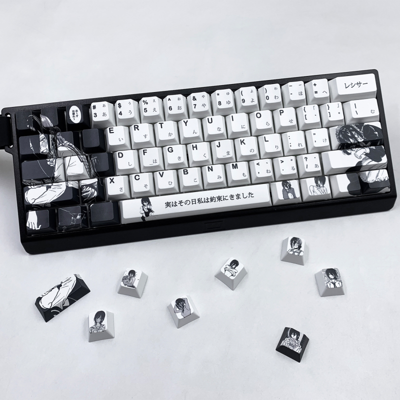 Keycap за механични клавиатури с кръстосана ос - Chainsaw Man Reze тема, модел Leuse, пластмасов материал, термичен трансфер печат, съвместим с механични клавиатури с кръстосана ос