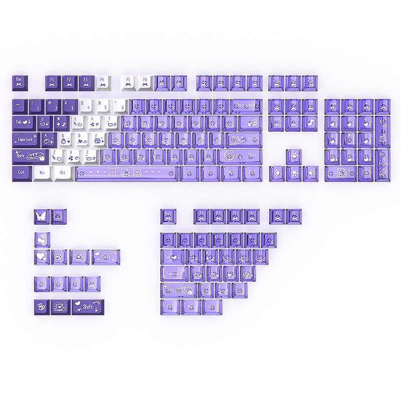 Set de capace PBT pentru tastatură mecanică, sublimare, 153 taste, set compact