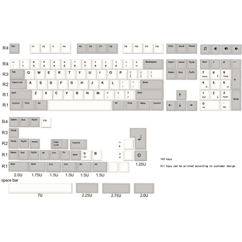 Mechanikus billentyűzethez való kulcfedőanyag-készlet - 143 billentyű, műanyag kulcstartók, injekciós öntés, súly 150 g, testreszabható
