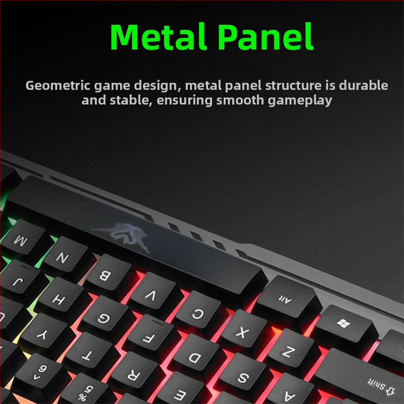 104-klávesová káblová RGB mechanická herná klávesnica s kovovým telom a opierkou zápästia