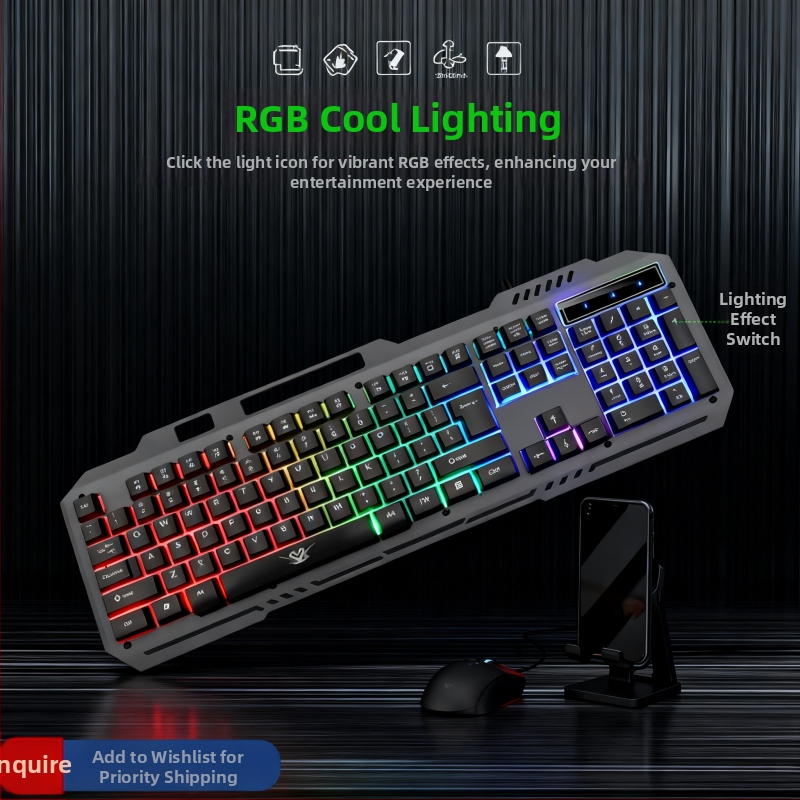 104-klávesová káblová RGB mechanická herná klávesnica s kovovým telom a opierkou zápästia