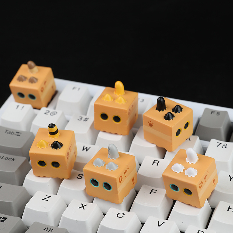 Mehanička kapica za tipkovnicu, smola, izvorni dizajn preko granica, Siamska mačka u kartonskoj kutiji, 3D križna os