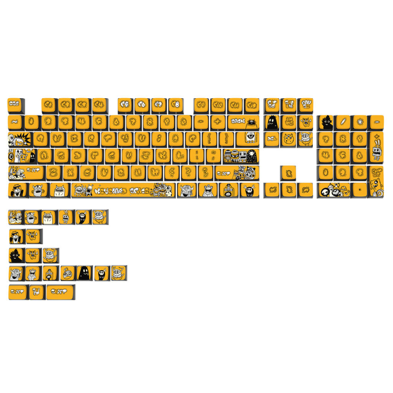 Механични клавиатурни капачета Pudding, PBT с прозрачен PC материал, прозрачен от всички страни, сублимационен печат, модел Tybt40 graffiti 20250529, 1-годишна гаранция