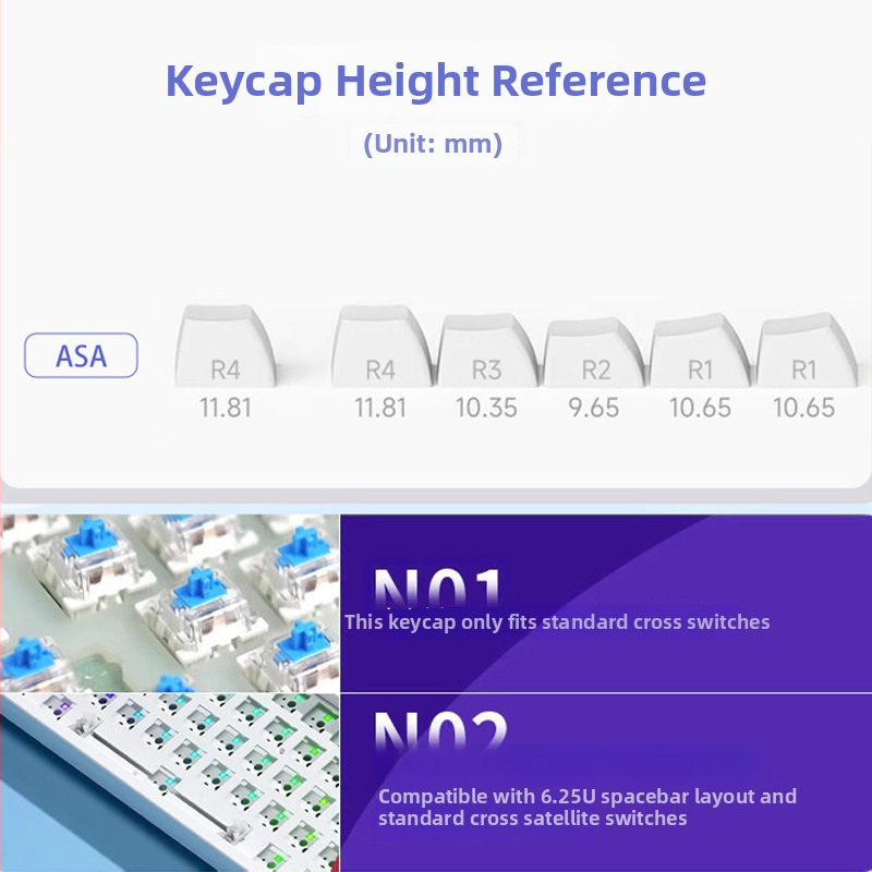 Asmeninis PBT sublimacijos klavišų dangtelių rinkinys mechaninei klaviatūrai – skaidri porcelianui įkvėpta tema – suderinama su 61/87/108 išdėstymais
