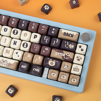 Cat Cafe keycaps za mehaničku tipkovnicu – petostrana sublimacija, plastične kapice, kompatibilnost s osi Cross/Wall/Box/Magnetic, za raspored 60–108