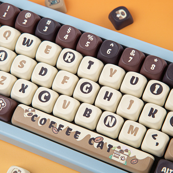 Cat Cafe keycaps za mehaničku tipkovnicu – petostrana sublimacija, plastične kapice, kompatibilnost s osi Cross/Wall/Box/Magnetic, za raspored 60–108