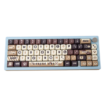 Cat Cafe keycaps za mehaničku tipkovnicu – petostrana sublimacija, plastične kapice, kompatibilnost s osi Cross/Wall/Box/Magnetic, za raspored 60–108