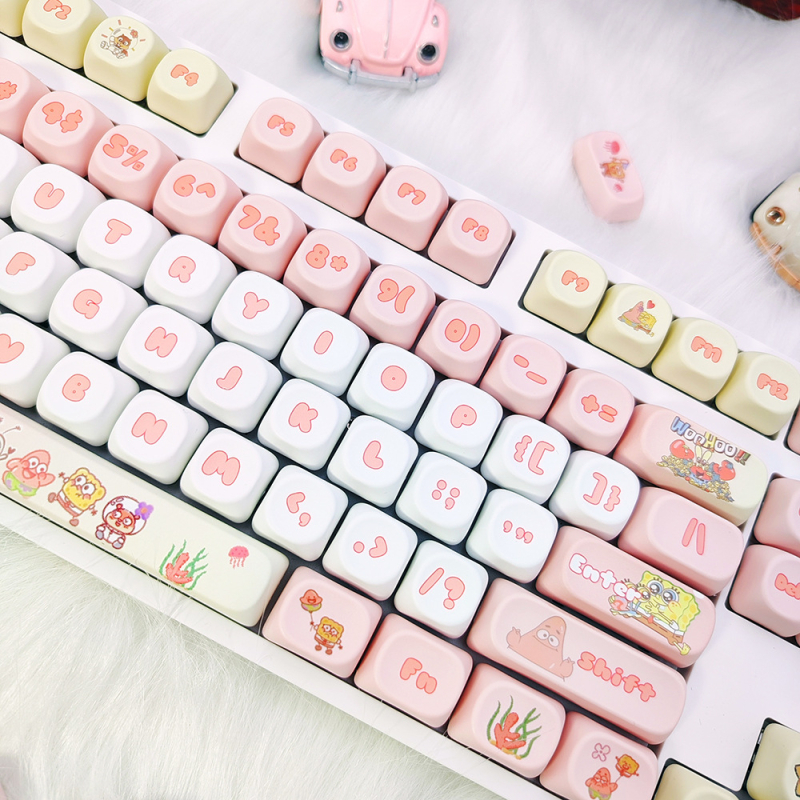 Персонализирана клавишна капачка Спондж Боб, MOA височина, PBT материал, sublimation обработка, симпатичен персонализиран комплект, съвместим с 6,25-оси механични клавиатури