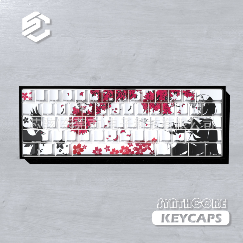 Sakura keycap za mehaničku tipkovnicu – bočno graviranje, prozirni PBT, sublimacija + UV ispis, u kutiji, 300 g