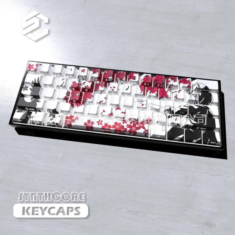 Sakura keycap za mehaničku tipkovnicu – bočno graviranje, prozirni PBT, sublimacija + UV ispis, u kutiji, 300 g
