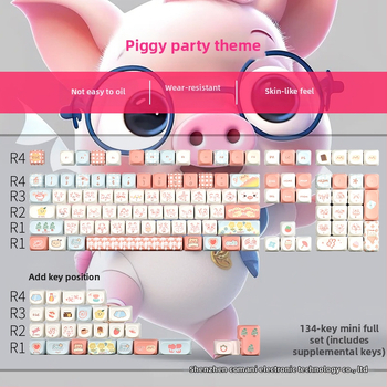 Keycaps pre mechanické klávesnice – nízkoprofilové, Pigman Party téma, PBT materiál, päťstranná Dye-Sublimation tlač, univerzálna kompatibilita