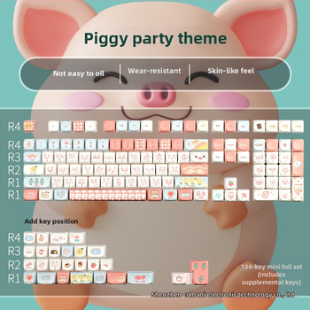 Keycaps pre mechanické klávesnice – nízkoprofilové, Pigman Party téma, PBT materiál, päťstranná Dye-Sublimation tlač, univerzálna kompatibilita
