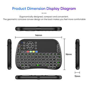 Tastatură mini wireless iluminată cu touchpad și IR învățare, model M9 – 88–98 taste, conectivitate wireless, iluminare RGB