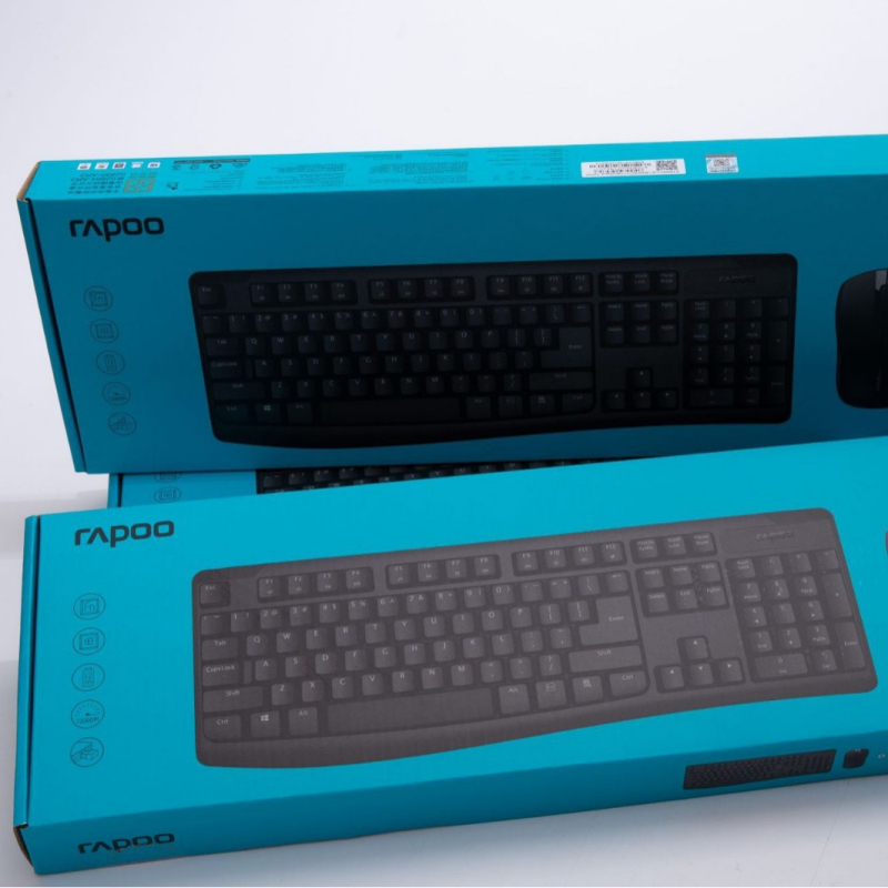 Set fără fir Rapoo X1800PRO: conectivitate 2.4G, tastatură USB și mouse USB, senzor optic de 1200dpi, rezistent la apă