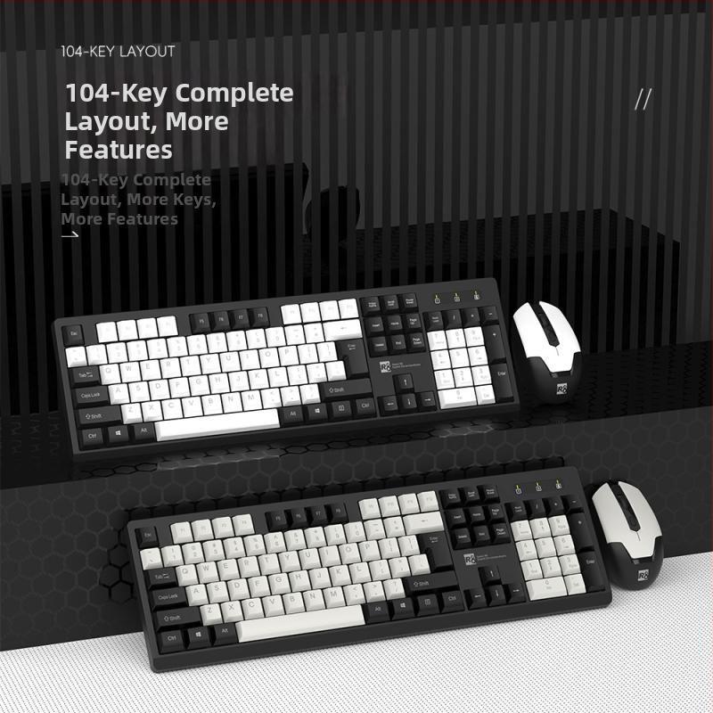 R8 1912 Bezdrôtový set klávesnice a myši, 1600 DPI optický, USB, ergononomický dizajn, pre notebook, kanceláriu a hry