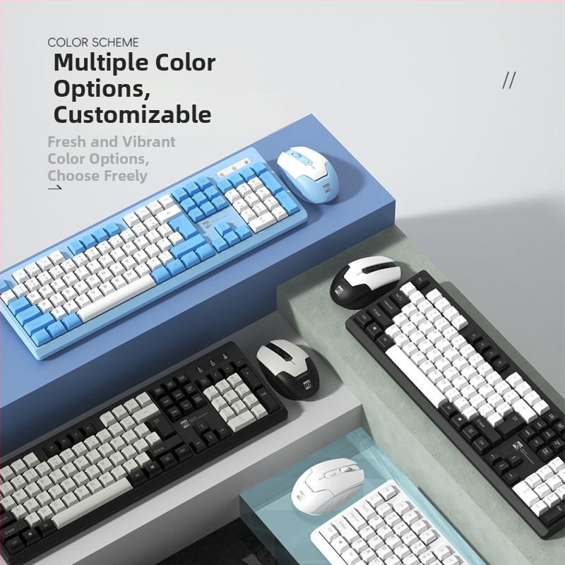 R8 1912 Bezdrôtový set klávesnice a myši, 1600 DPI optický, USB, ergononomický dizajn, pre notebook, kanceláriu a hry