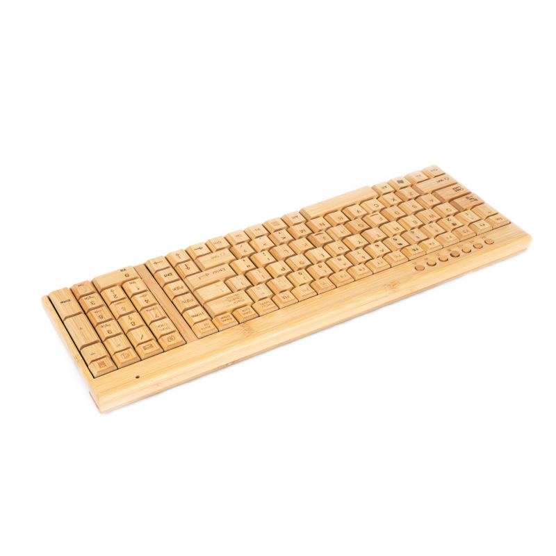 Ασύρματο σετ πληκτρολογίου και ποντικιού από μπαμπού - Bluetooth, 1200dpi, εργονομικό, φωτιζόμενο (CR-065)