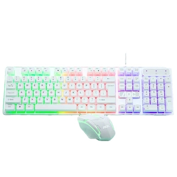 Set tastatură și mouse cablat AOC KM100 cu taste plutitoare, iluminare de fundal, 1600 DPI, USB, ergonomic și rezistent la apă