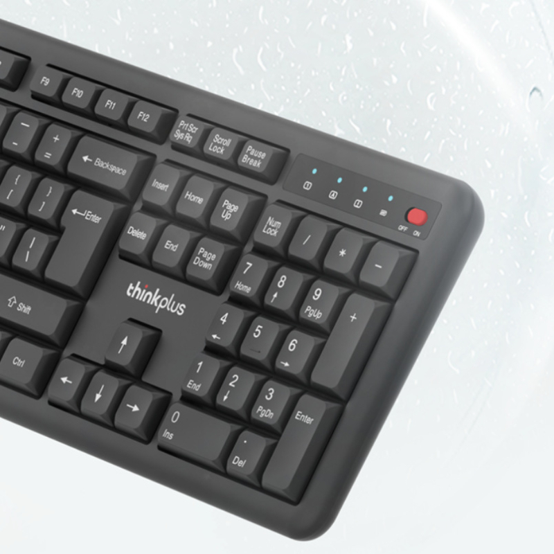 ThinkPlus KM125 Pro bežični USB set tipkovnice i miša – 1600 DPI optički senzor, ergonomski dizajn, otporan na prskanje, USB priključak za tipkovnicu i miša, pogodno za notebook, kućnu i uredsku upotrebu