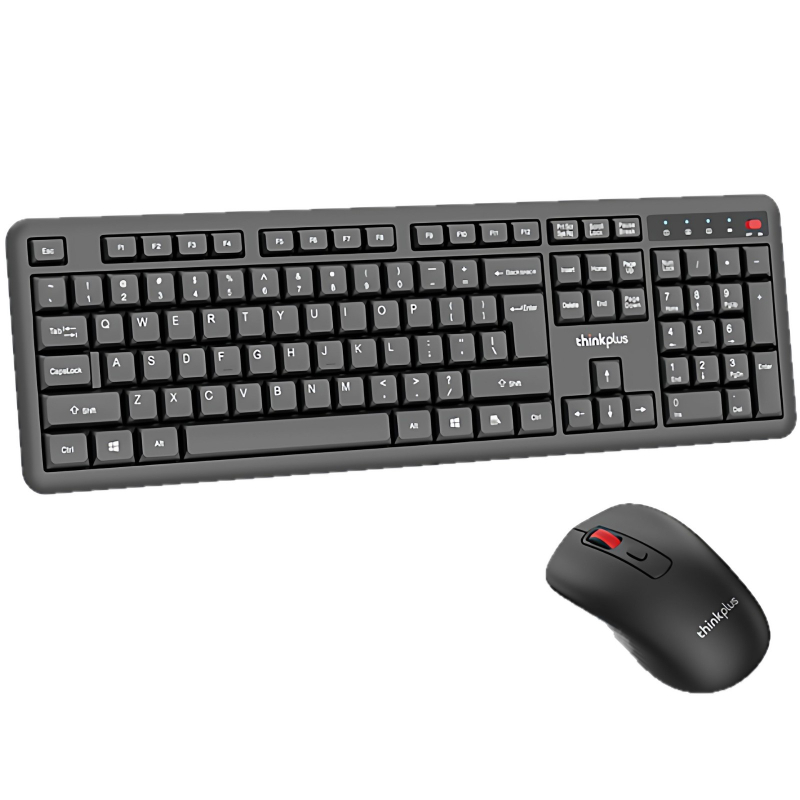 ThinkPlus KM125 Pro bežični USB set tipkovnice i miša – 1600 DPI optički senzor, ergonomski dizajn, otporan na prskanje, USB priključak za tipkovnicu i miša, pogodno za notebook, kućnu i uredsku upotrebu