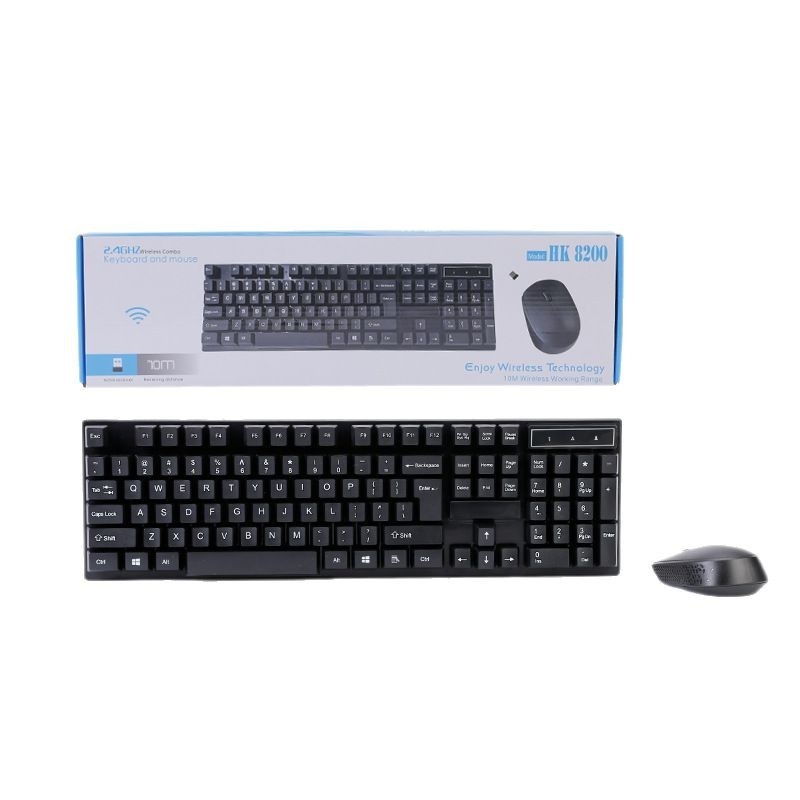 HK8200 Bežični set tipkovnice i miša - USB tipkovnica, USB miš, 1600dpi, ergonomski, vodootporan