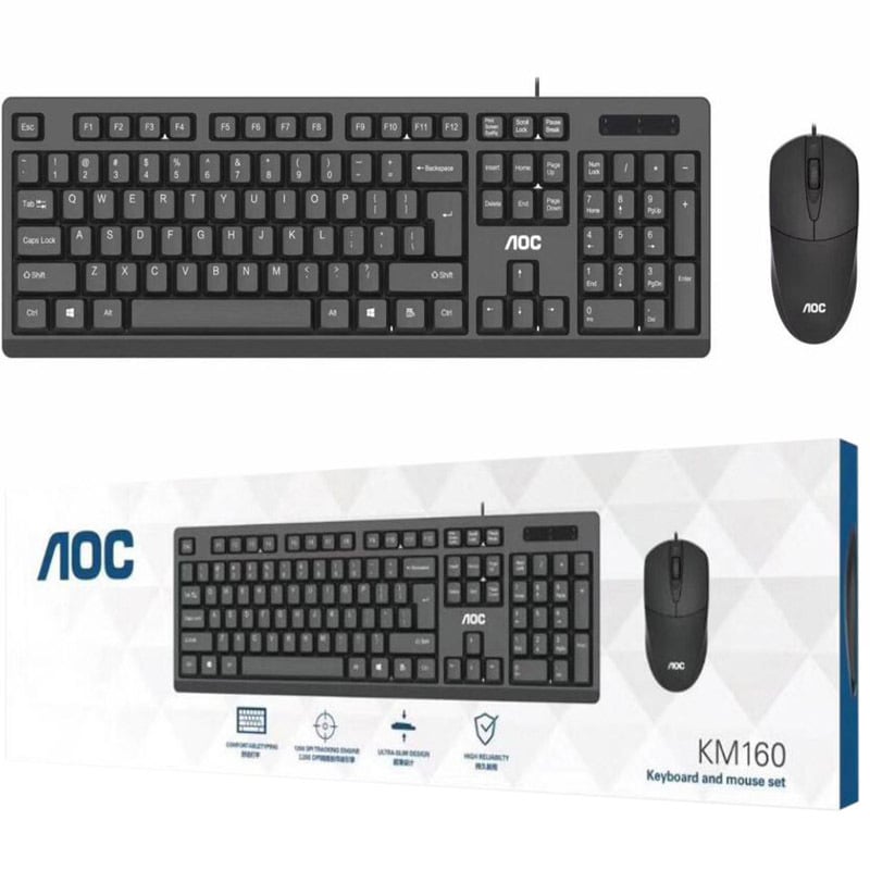 KM160 Set tastatură și mouse USB, 1200dpi optic, ergonomic