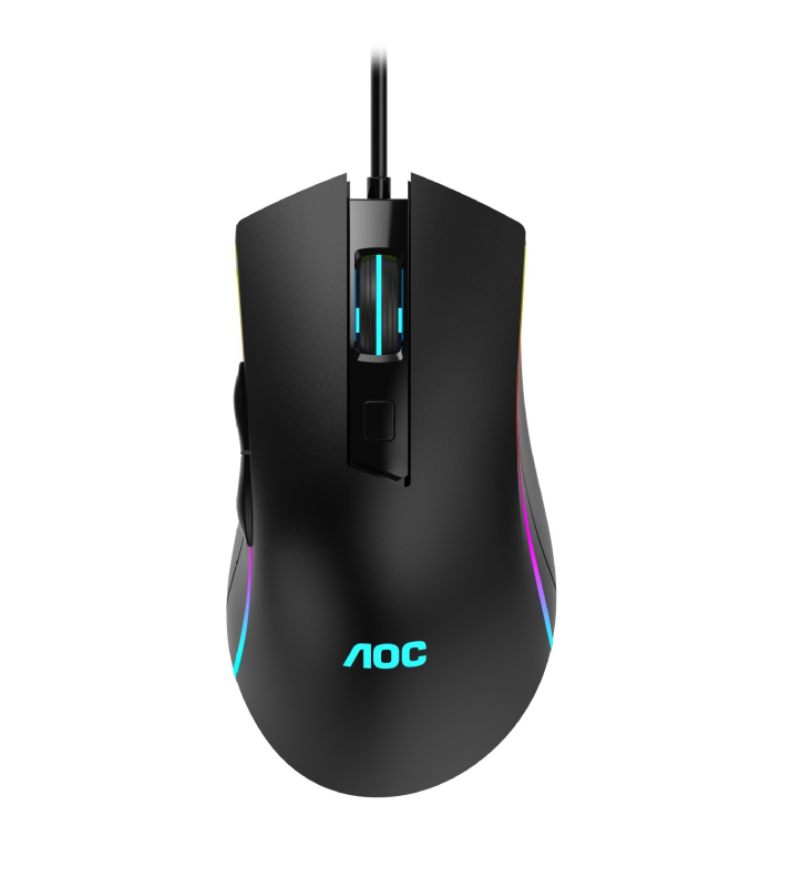 AOC GM120 кабелна гейминг мишка, USB, 1600 DPI, 1,5 m кабел, светеща