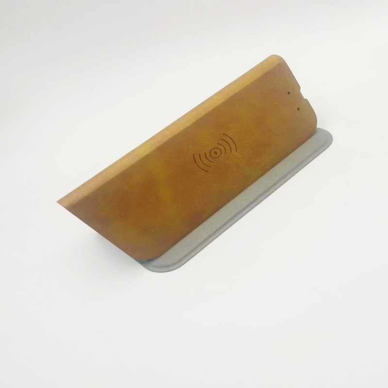 Ασύρματο pad ποντικιού με στήριξη χεριού, δερμάτινη επιφάνεια, διπλής όψεως αντιολισθητικό, τριπλής πτυχής βάση φελλού, γρήγορη φόρτιση 15W