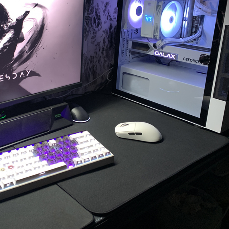 Pad de mouse negru minimalist premium, din cauciuc, pentru birou și gaming, o singură față, anti-alunecare, imprimare prin transfer termic