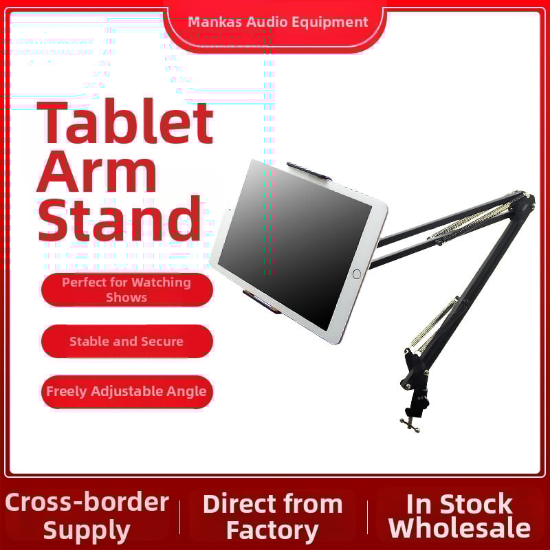 Mankas stalinis laikiklis telefonui/tabletei, 360° metalo cantilever, sulankstomas teleskopinis strypas, suderinama su iPad, transliacijoms