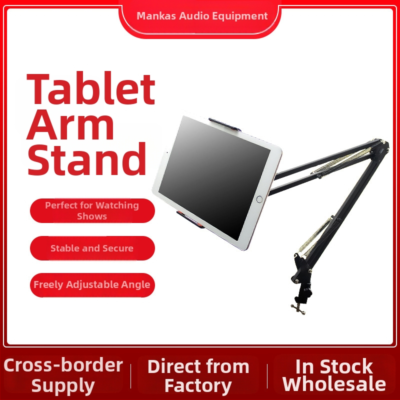 Mankas stalinis laikiklis telefonui/tabletei, 360° metalo cantilever, sulankstomas teleskopinis strypas, suderinama su iPad, transliacijoms