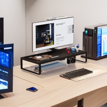 Metalni stolni držač monitora, 1-etažni, minimalistički dizajn s nosačem, bez montaže, desktop skladištenje