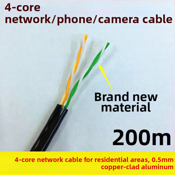 4–jadrový sieťový kábel s medeným plášťom na hliníku, 0,5 mm² vodiče, 100 Mbps, -30 až 65°C, určený pre počítačové monitorovacie siete