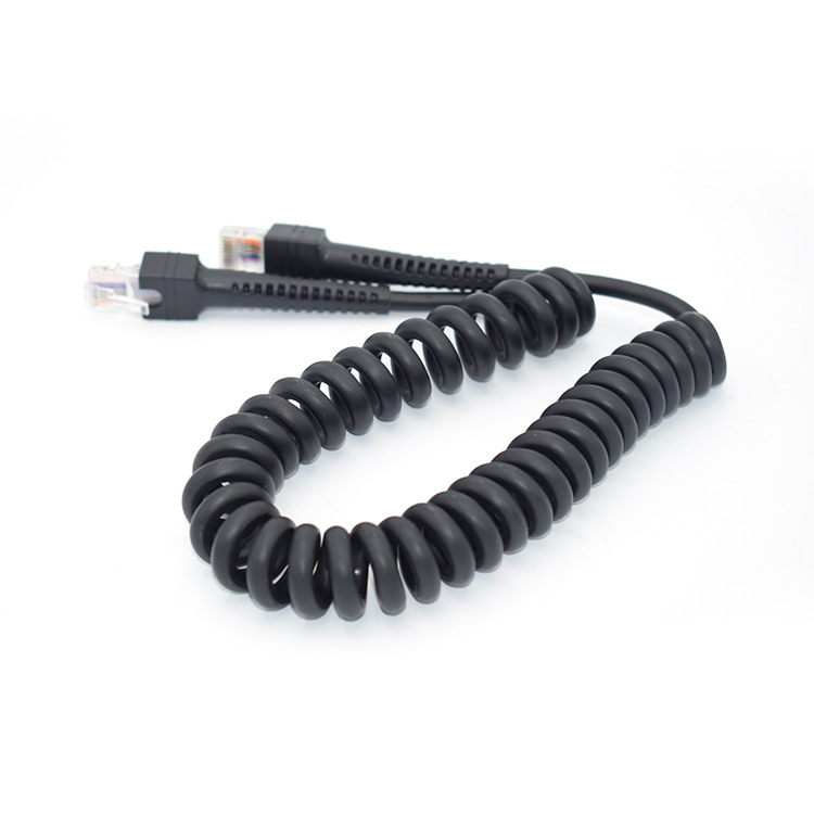 RJ45 tīkla kabelis ar spirālveida atsperi un divkāršu aizsardzību (varš; RJ45–RJ45; piemērots maršrutētājam/datoram)