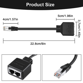 RJ45 1:2 Ethernet osztó — RJ-45 interfész, gigabites Ethernet, PVC kábel