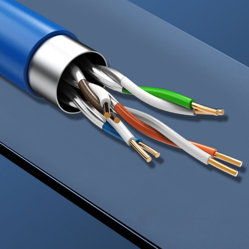 Cablu Ethernet exterior Cat5/6 Gigabit, 8 nuclee, perechi răsucite, impermeabil