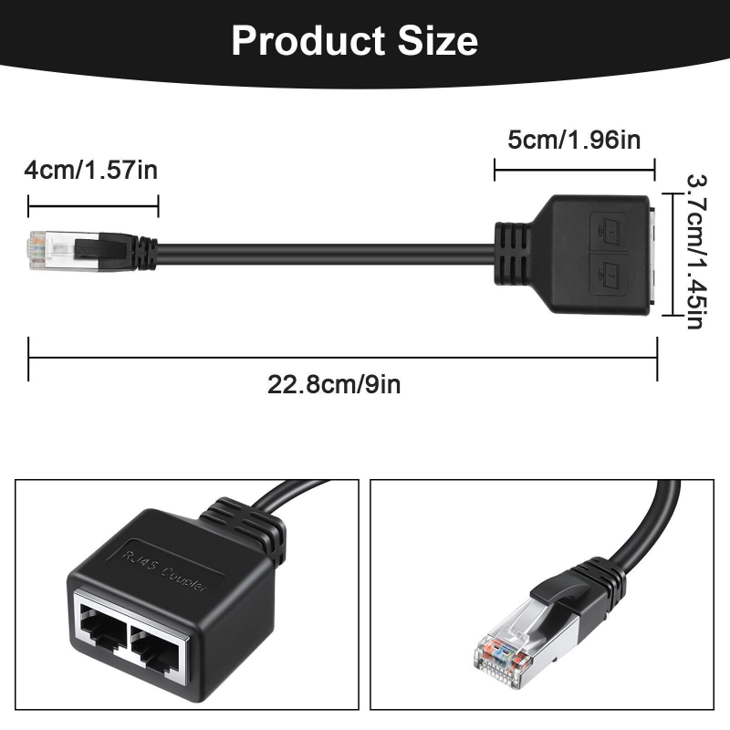 RJ45 razdjelnik 1 na 2, muški priključak na dva ženska priključka, gigabitni Cat6a Twisted-Pair mrežni kabel