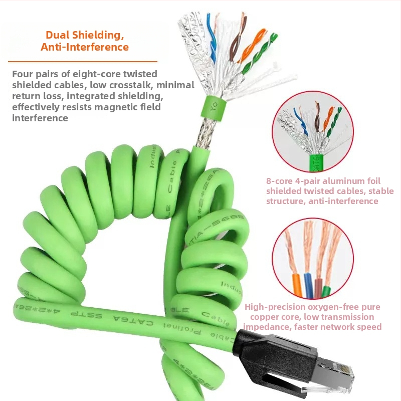 Cat6a árnyékolt sodort érpár ipari Ethernet RJ45-kábel, beltéri használat, 10 Gbps, -25–75°C